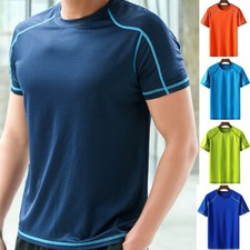 Men's Short Sleeve Swimsuit UV Protection Swimming Top Quick Dry Swim Shirts Tee