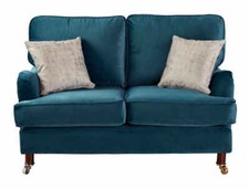 Grace 2 Seater Fabric Sofa Settee In Malta Peacock Velvet RAINSBURG VELVETY TEAL