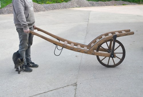 Old wooden barrel trolley - old,