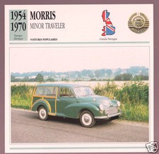 1954-1970 Morris Minor Traveler Woody Wagon Car Photo Spec Sheet French Card