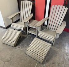 Set of 2 Adirondack Chairs with Footrest + Table - Outdoor Garden Durable Solid