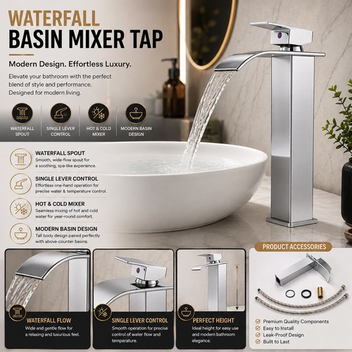 Tall waterfall basin mixer - tall,
