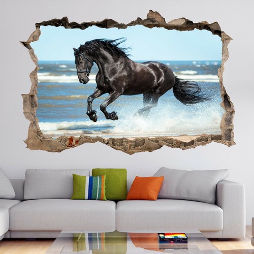 Black horse wall art - horse, stickers