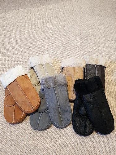 Ladies sheepskin mittens split - sheepskin,