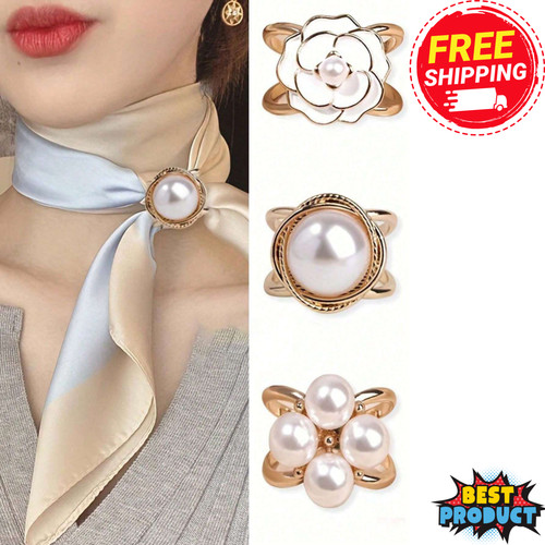 Faux pearl scarf corner - scarf,