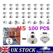 100 Set Binding Chicago Screws Nail Stud Rivet 5mm For Leather Decoration Book