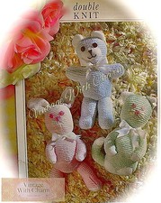 Vintage Toy Knitting Pattern For A Kitty Cat, Teddy and Rabbit. JUST £1.99