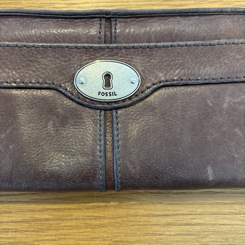 Fossil brown leather purse - leather, /