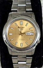 Seiko 5 Automatic Men’s Watch | Gold Dial | 21 Jewels | Day-Date Japan Made