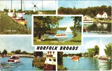 Norfolk Broads Multiview J. Salmon Postcard To Unsworth Broadway Tynemouth