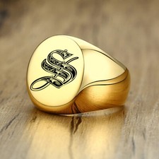 Women Mens Signet Ring Signature Ring Silver Initials Royal Initialen Letters