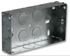 Double Metal Back Box 25mm Flush Wall Pattress 2 Gang Electrical Socket Switch A