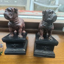 VINTAGE PAIR OF RESIN BRITISH BULLDOG BOOKENDS. 