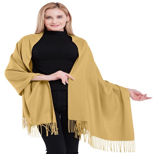 Dark cream 100 cashmere shawl - cream,