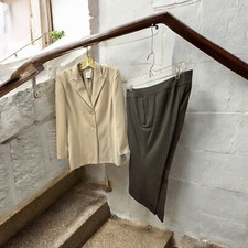 Worthington/Ann Tylor,Woman,Pant Set,Little Defect Neck Jacket,Beige,Gray,Sz14.!