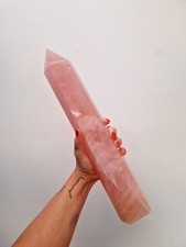 Large 2.1kg 36cm Tall Huge Rose Quartz Crystal Healing Tower , Crystal Point