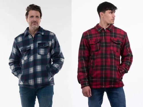 Mens fleece lined check shirt - check,