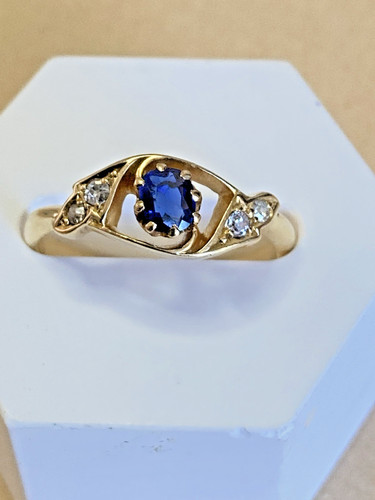 Sapphire gold diamond ring - sapphire,,