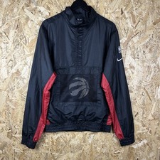 Nike Jacket Windbreaker NBA Toronto Raptors Basketball 1/2 Snap Black Red Small