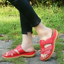 Ladies Womens New Mid Wedge Heel Slip On Summer Mules Sandals Shoes Size UK