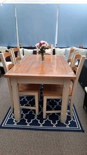 Solid Oak & Pine Wooden Table and 6 Chairs -sturdy Shabby Chic Farmhouse Kitchen