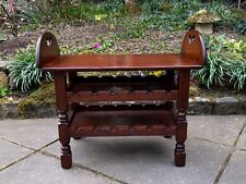 AN OLD CHARM TUDOR BROWN OAK BUTLERS TRAY TEA COFFEE TABLE WINE RACK CAKE STAND