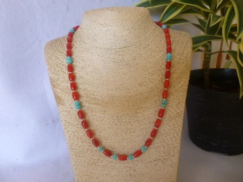 Red coral with turquoise - with,