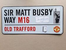 MATT BUSBY MANCHESTER UNITED  LEGEND HAND-SIGNED LARGE METAL STREET SIGN
