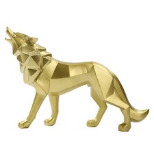 Golden Resin Fox Statue
