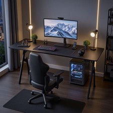 Gaming Desk Computer Table Workstation w/ Mouse Pad Cup Holder & Headphone Hook