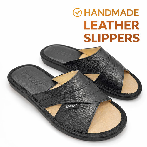 Women leather slippers open - women's,