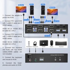 Hdmi kvm switch monitors 2 - hdmi,