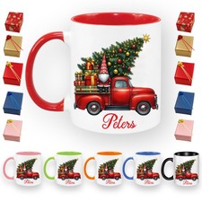 Personalised Name Christmas Coloured Inside & Handle Mug Coffee Santa Cup Gift