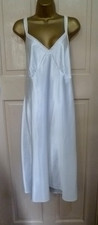 VINTAGE STYLE M&S PRETTY WHITE SLITHERY LIQUID SATIN MIDI NIGHTDRESS SIZE 20-22