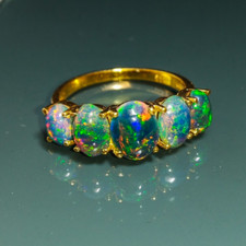Natural Black Opal Ring Opal