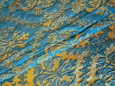 Antique Silk & Cotton Raised Damask Panel, 19th C With Renaissance Pattern