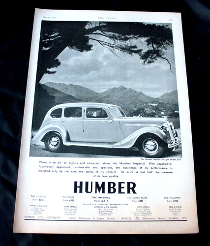 1939 print advert humber - 1939, 'humber