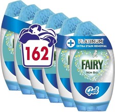 Fairy Non-Bio Platinum Laundry Gel 5.67L x6 – 162 Washes, Lenor Freshness