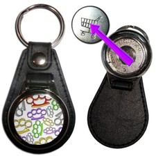 Knuckle Duster Pattern Medallion Key Ring Hidden £1/€1 Token (61mm x 39mm)