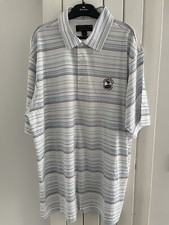 CUTTER & BUCK GOLF MEN’S PEBBLE BEACH GOLF LINKS STRIPED POLO SHIRT MEDIUM NWT