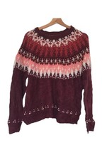 Sonoma Fair Isle Vintage Burgundy Jumper Sweater Long Sleeve Size M Womens
