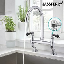 JASSFERRY 2 Hole Kitchen Mixer Tap Chrome with Swivel Spout Bridge
