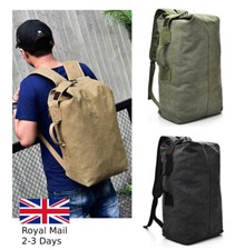 Large Men's Vintage Canvas Backpack Rucksack Shoulder Travel Hiking Camping Bag