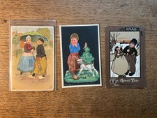 3 Vintage Dutch Children Art Postcards #11247