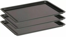 3 Pack - Wham Black 32cm Non Stick Flat Oven Baking & Vegetable Roasting Tray