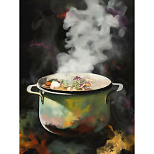 Steam Rising from a Simmering Vegetable Soup Pot Canvas Poster Print Wall Art