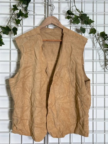Vintage tan suede leather vest - tan,