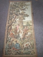 Vintage  Wall Hanging Tapestry Panel 66 cm x 145 Cm French hunting Scene