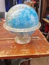 National geographic society illuminated world globe on stand see description 
