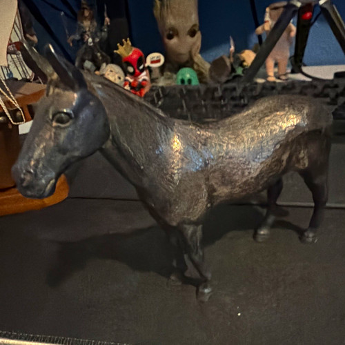 Silver plated metal - silver, donkey